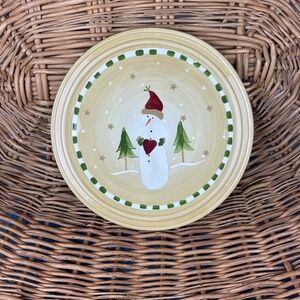 Sonoma Christmas Primitive Snowman Beige Ceramic Trivet Plate